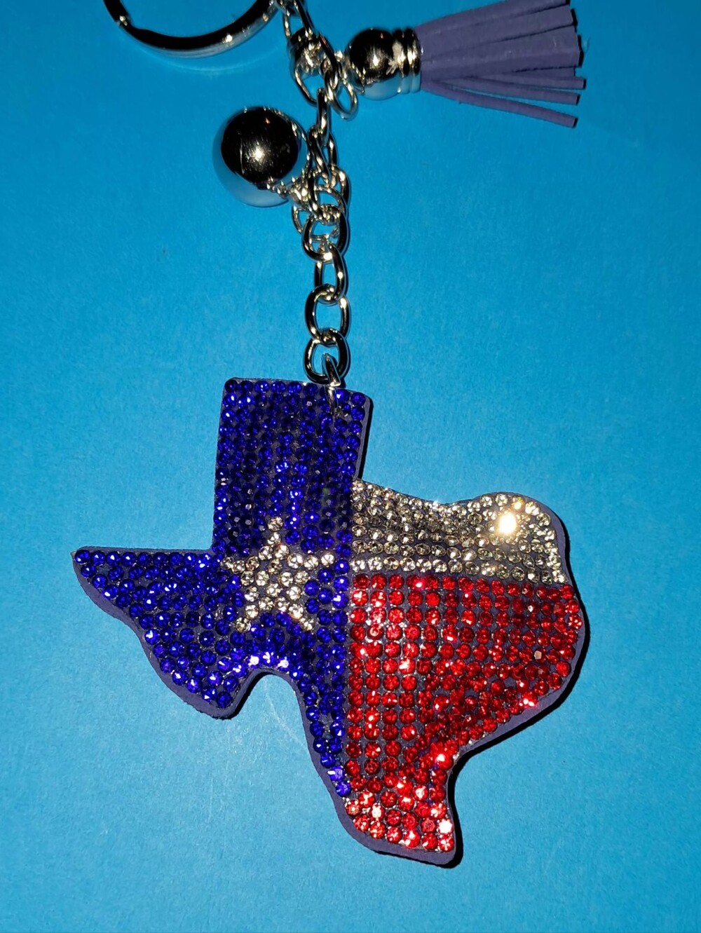 New! Rhinestone TEXAS Keychain/ Bag Charm - Picture 2 of 3